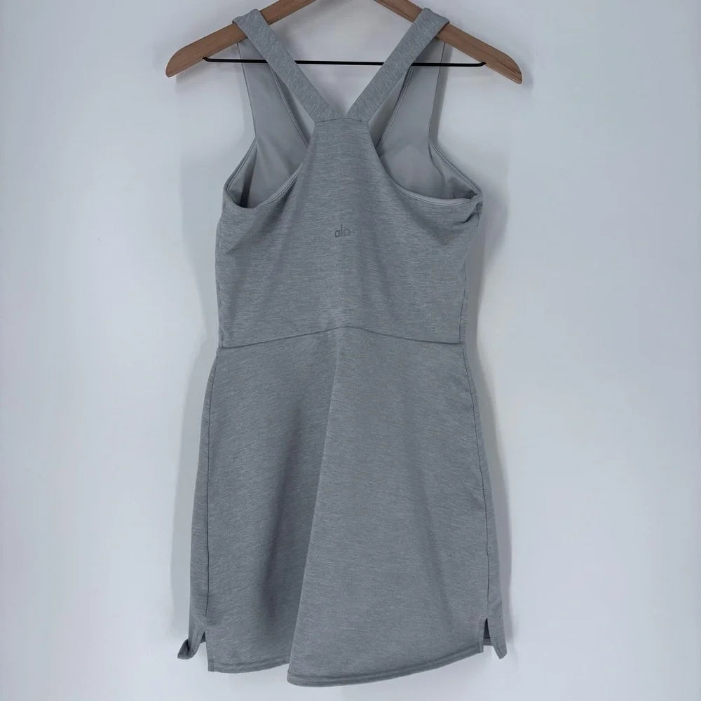 ALO Yoga Gray Sleeveless V‑Neck Mini Dress